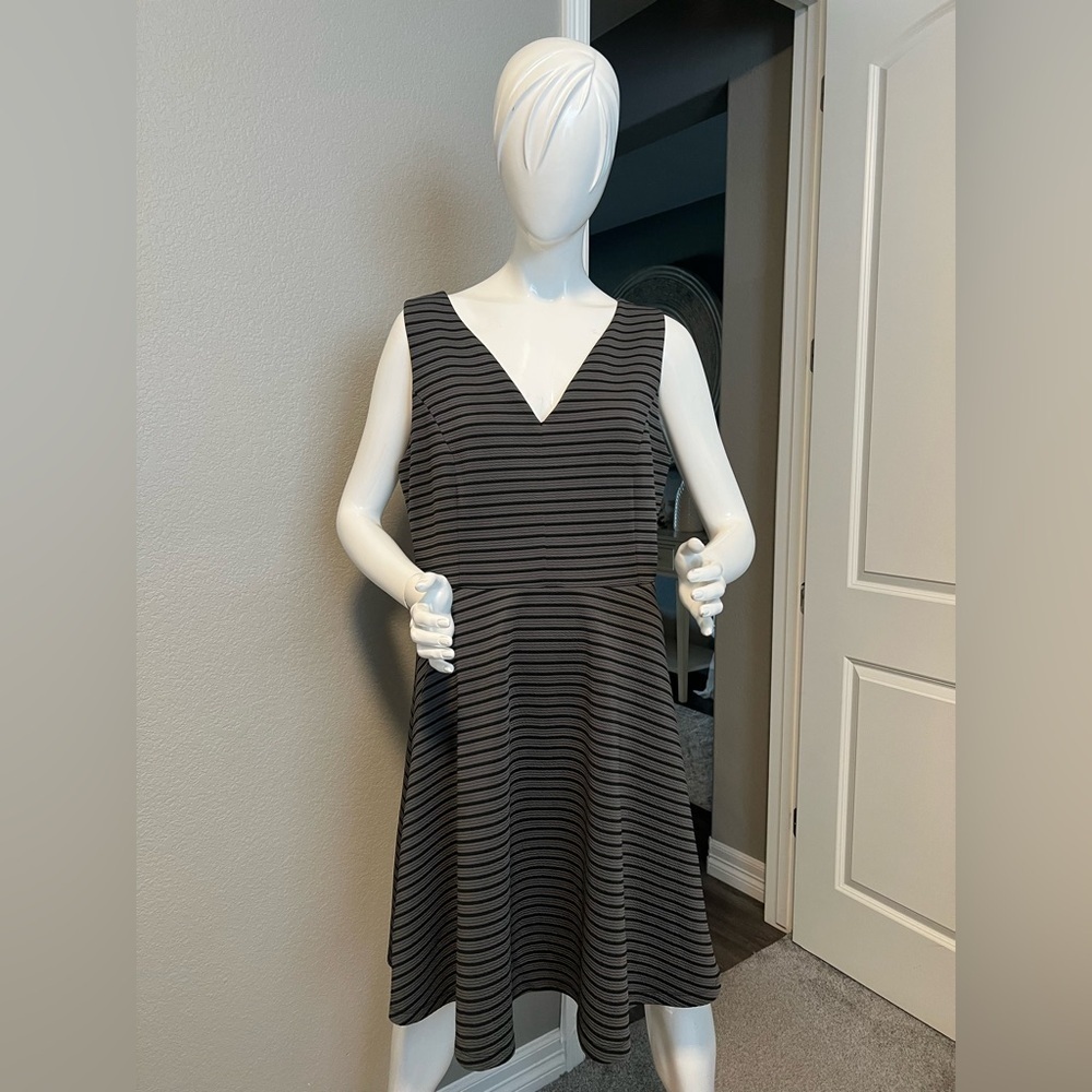 TORRID Grey with Black textured stripes, sleeveless, fit and flare Size 1